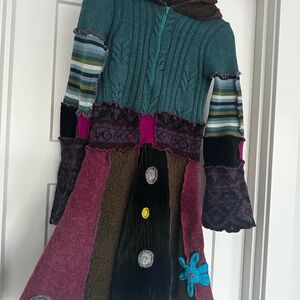 KATWISE ORIGINAL HOODIE DRESS Multicolor Patchwork Knit Dress